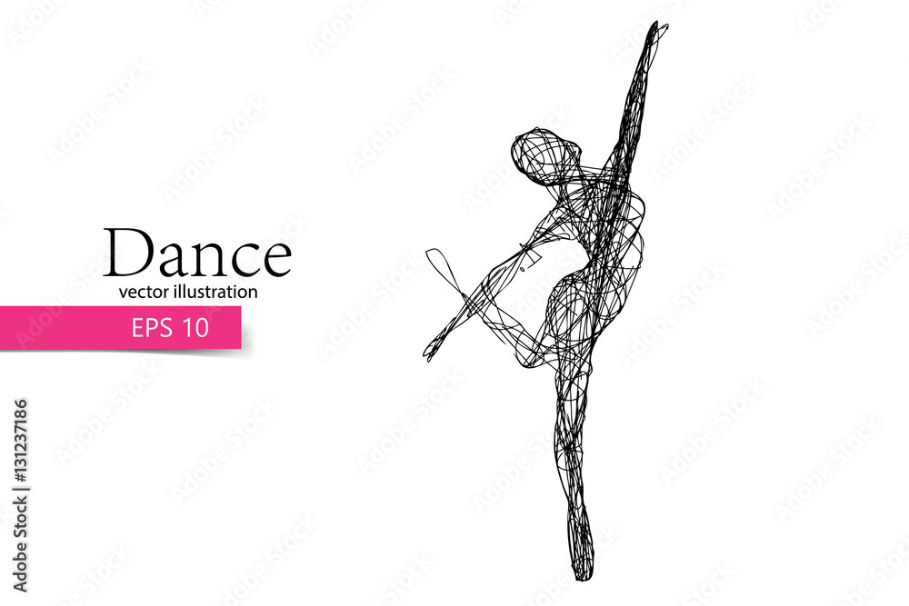 Naklejka premium Silhouette of a dancing girl. Dancer woman.