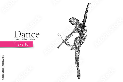 Silhouette of a dancing girl. Dancer woman.