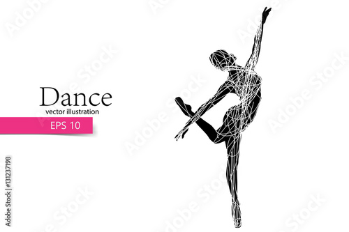 Silhouette of a dancing girl. Dancer woman.