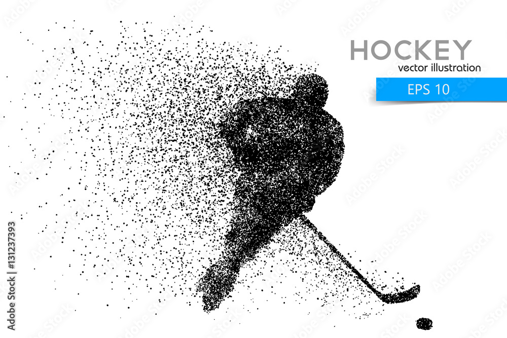 Naklejka premium silhouette of a hockey player from particles.