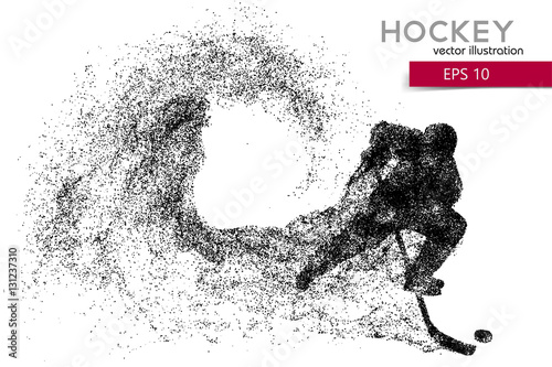 silhouette of a hockey player from particles.