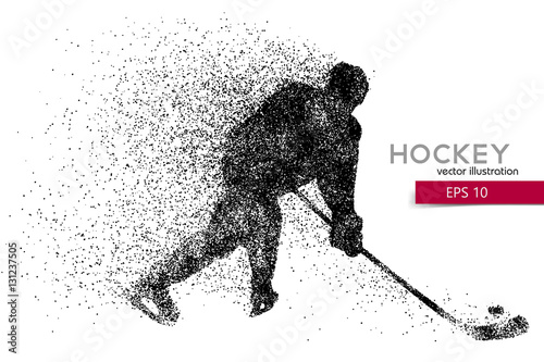 silhouette of a hockey player from particles.
