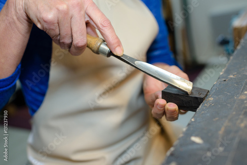 in the carpentry shop