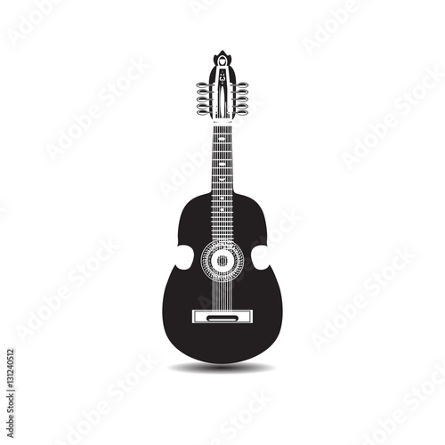 Vector illustration of cuatro, Latin American black and white guitar