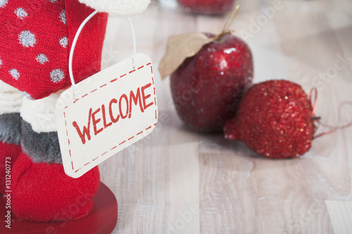 Wallpaper Mural Christmas decoration with red apple and welcome signboard Torontodigital.ca