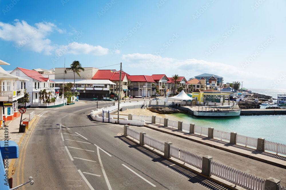 Harbor front road through George Town, Grand Cayman