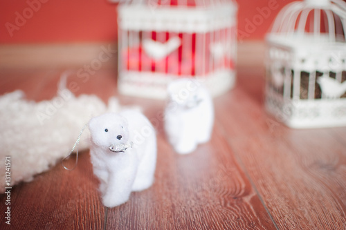 Wallpaper Mural Christmas decoration with white bear and cage Torontodigital.ca