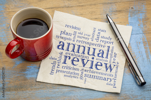 Obraz na płótnie annual review word cloud on napkin