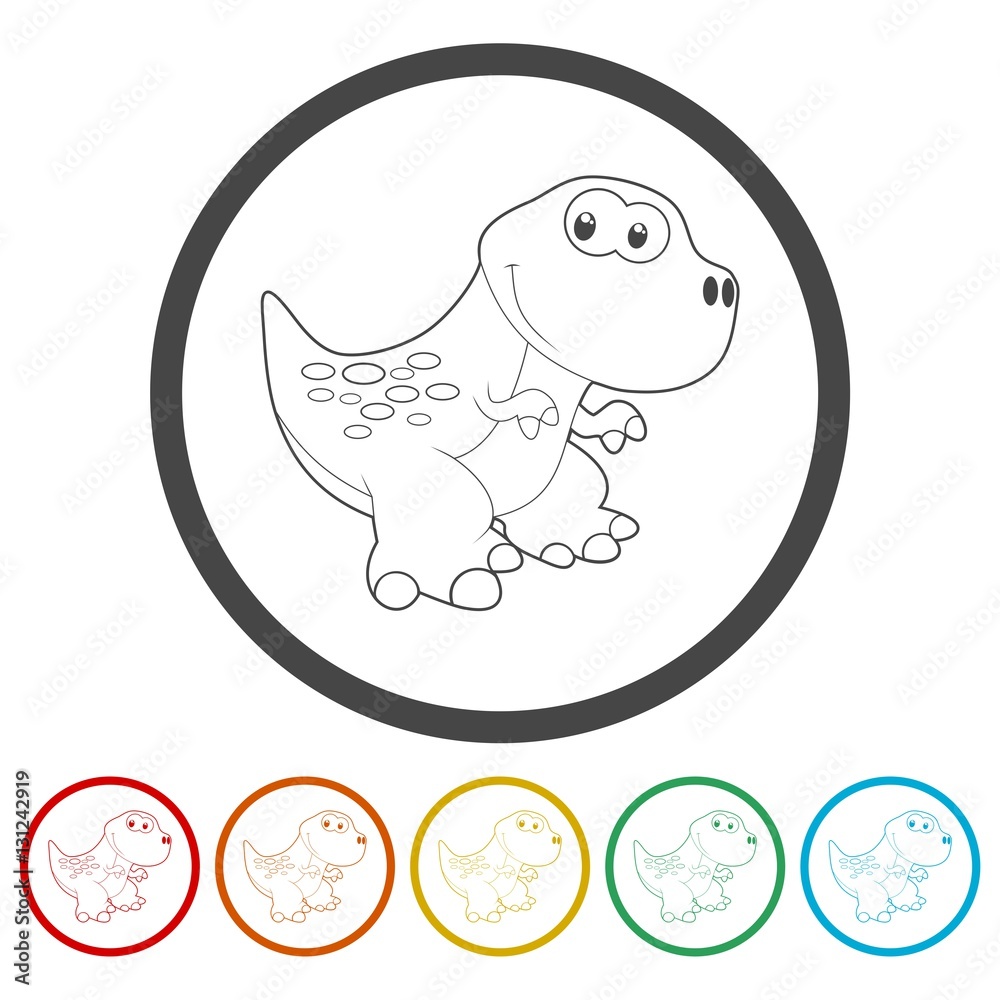 Obraz premium Cute Cartoon Dinosaur icons set