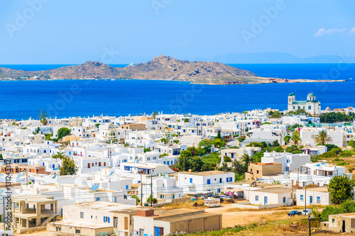 View of Naoussa town and blue sea, Paros island, Greece