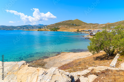 Beautiful coast of Paros island in Monastiri bay, Greece photo