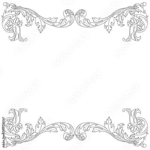 Vintage baroque ornament, corner. Retro pattern antique style acanthus. Decorative design element filigree calligraphy vector. - stock vector