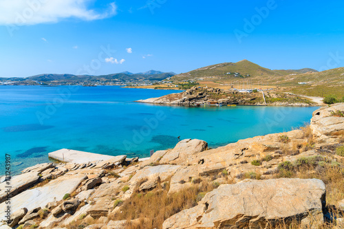 Beautiful coast of Paros island in Monastiri bay, Greece