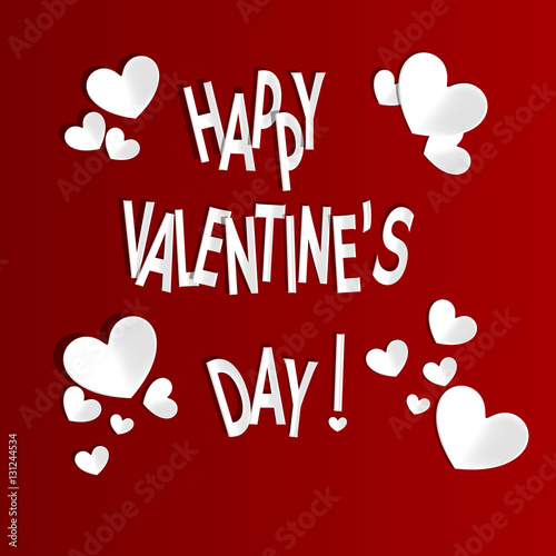 Happy Valentine s Day handwritten text on a red background. Vector illustration