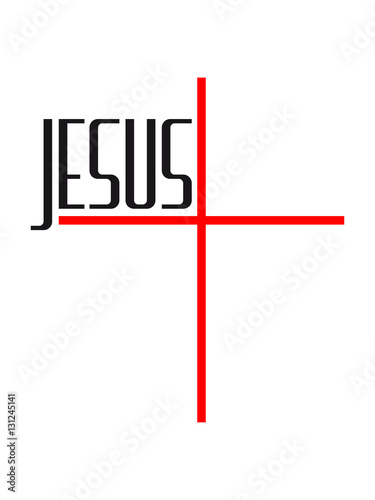 Fototapeta Naklejka Na Ścianę i Meble -  Cross logo design cool text lettering jesus christ