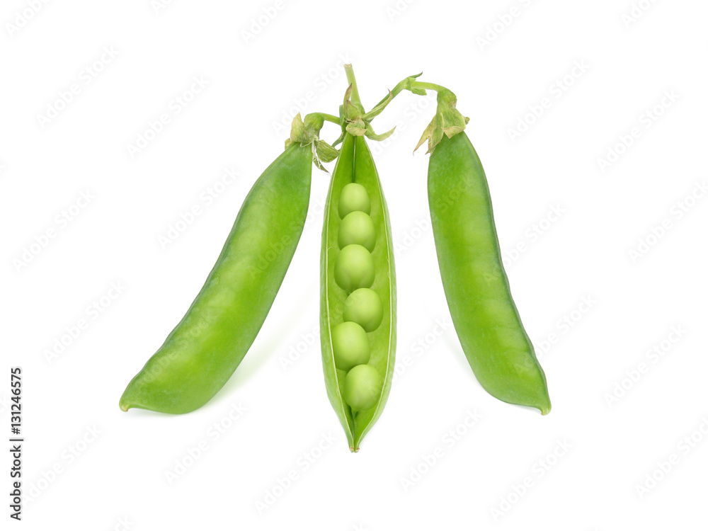 Sweet peas. Fresh pea pods isolated on white background. One pea pod is  open. Photos | Adobe Stock