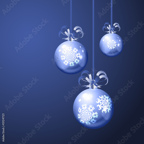 Christmas balls on blue background