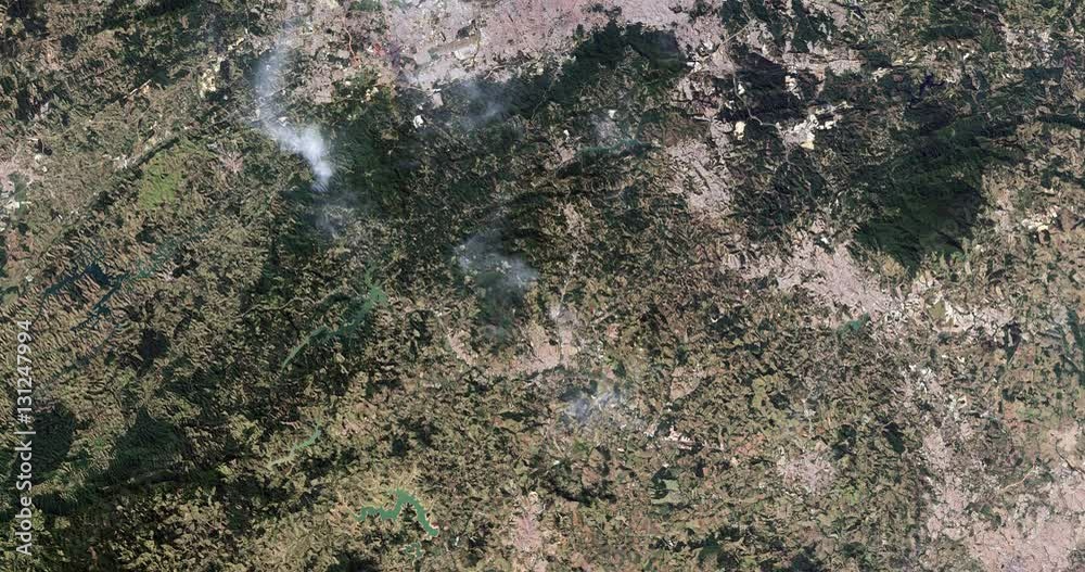 High-altitude overflight aerial of Sao Paulo, Brazil and surrounding land. Clip loops and is reversible. Elements of this image furnished by USGS/NASA Landsat High-altitude overflight aerial of Sao Paulo, Brazil and surrounding land. Clip loops and is reversible. Elements of this image furnished by USGS/NASA Landsat