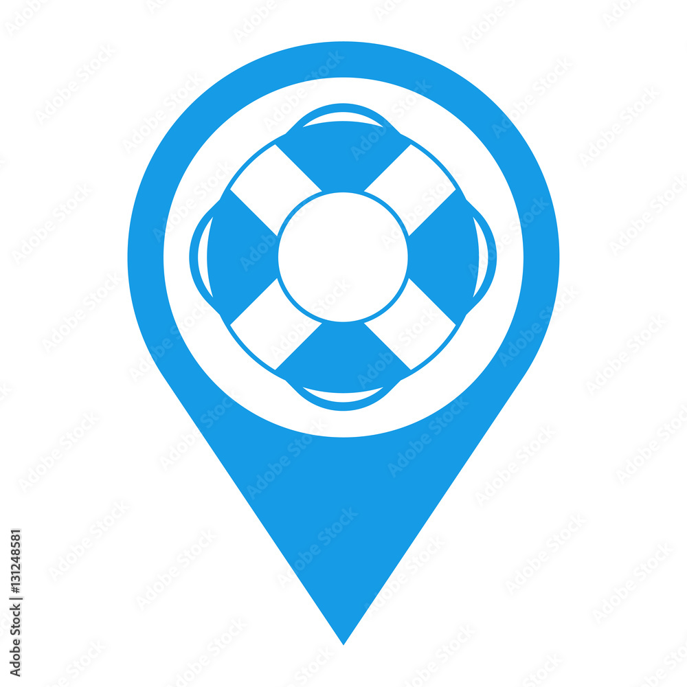 Icono plano localizacion salvavidas azul Icono plano localizacion salvavidas azul