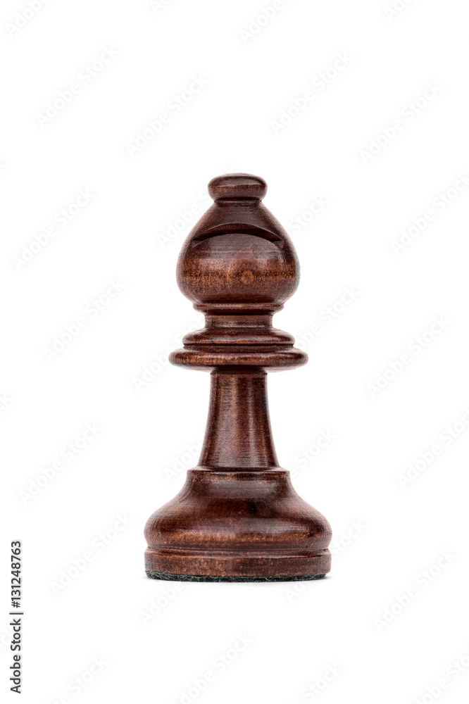 boxwood black bishop chess piece isolated