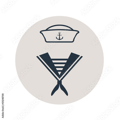 Icono plano uniforme marinero en circulo gris