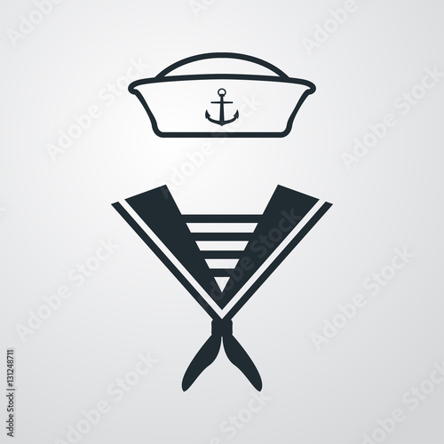 Icono plano uniforme marinero en fondo degradado photo