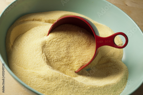 a bowl of semolina flour