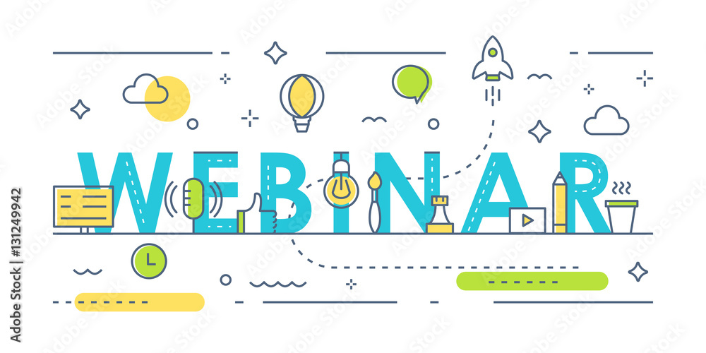 Webinar Sign. Online Event Line Art illustration Stock Vector | Adobe Stock