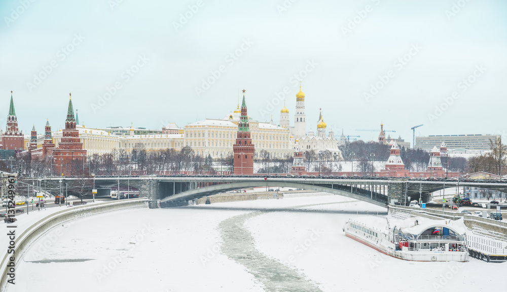 View of the Moskva River and Moscow Kremlin