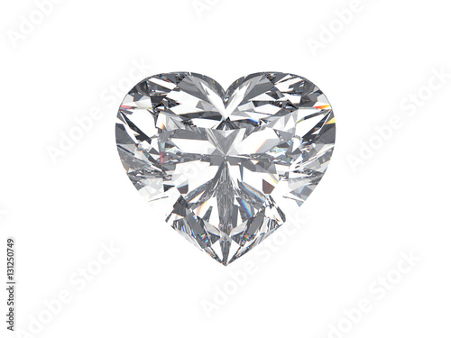 3D illustration diamond heart stone on a white background