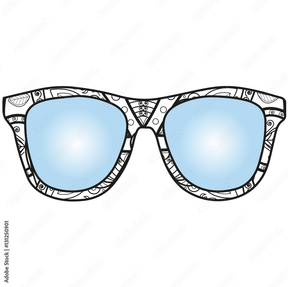 Vector illustration of black and white glasses mandala for coloring book,  occhiali mandala in bianco e nero da colorare vettoriali Stock Vector |  Adobe Stock