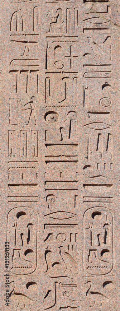 Egyptian hieroglyph from ancient obelisk Egyptian hieroglyph from ancient obelisk