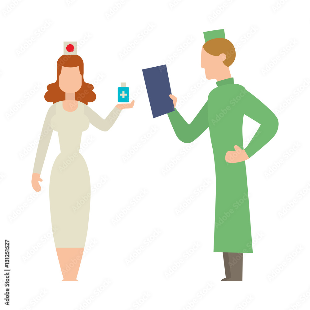 Fototapeta premium Doctor people man and woman illustration.