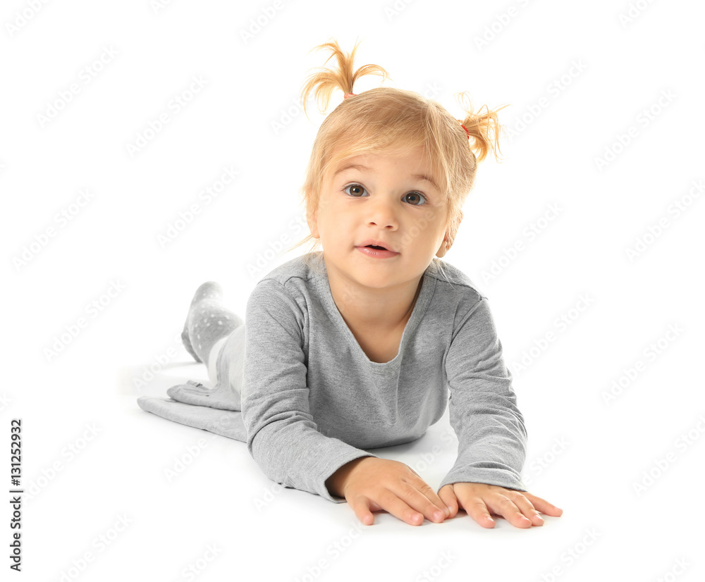 Adorable little girl isolated on white Adorable little girl isolated on white