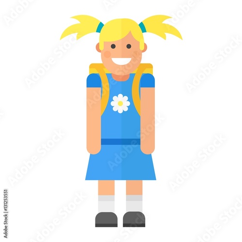 School kid character vector.