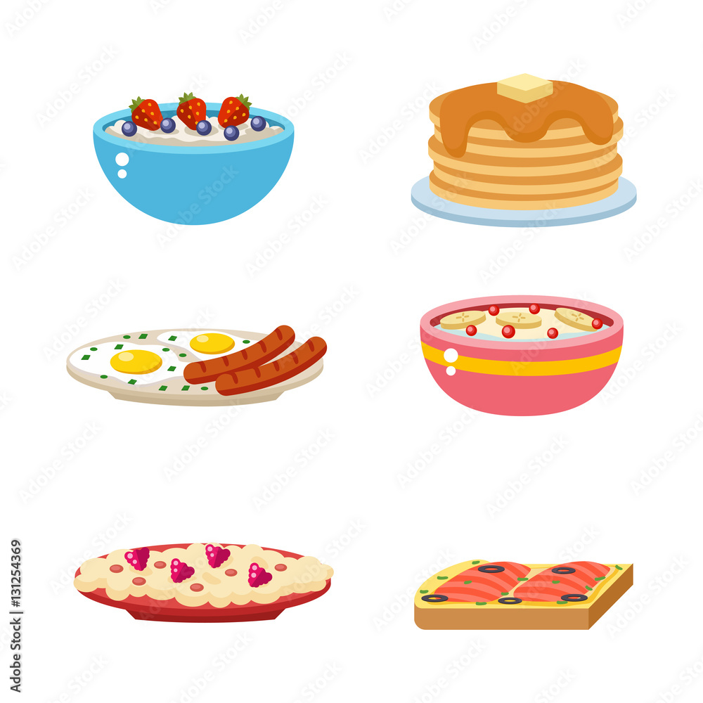 Healthy breakfast food vector. Healthy breakfast food vector.