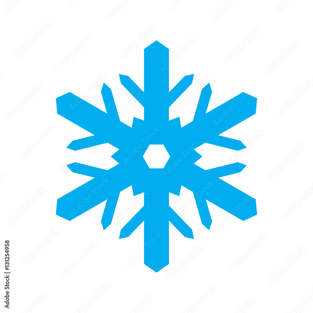 Blue winter snowflake icon silhouette on white background. Vector illustration Blue winter snowflake icon silhouette on white background. Vector illustration