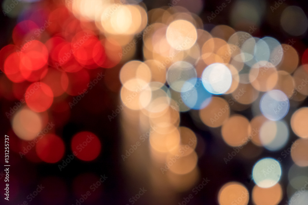 Fototapeta premium Blurred traffic jam with bokeh of car's light in Thailand