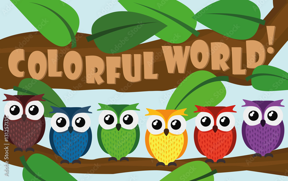 Obraz premium Illustration colorful world owl