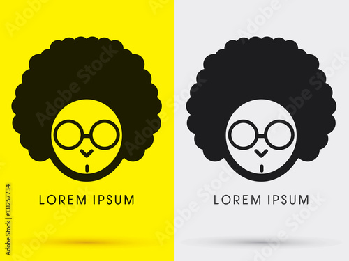 Afro head with glasses graphic vector .