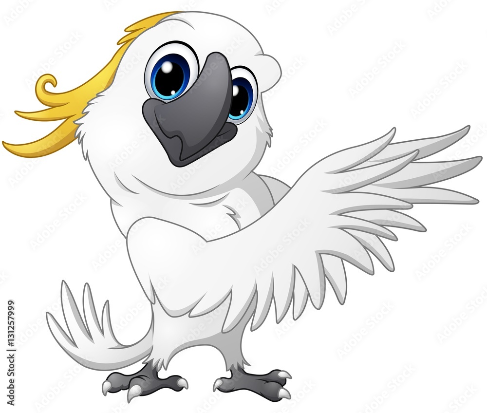 Obraz premium Cute parrot cockatoo cartoon posing