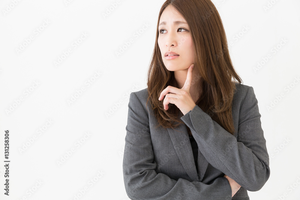 笑顔の女性 考える ビジネス 笑顔の女性 考える ビジネス