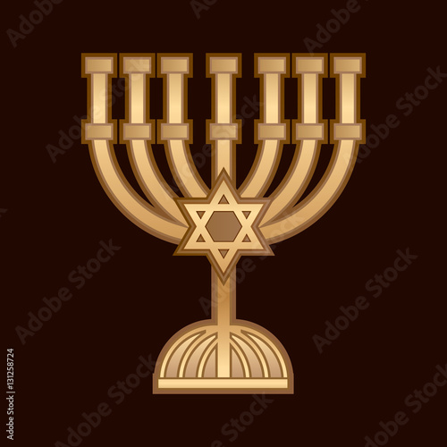 Menorah Israel candle on dark brown background vector.