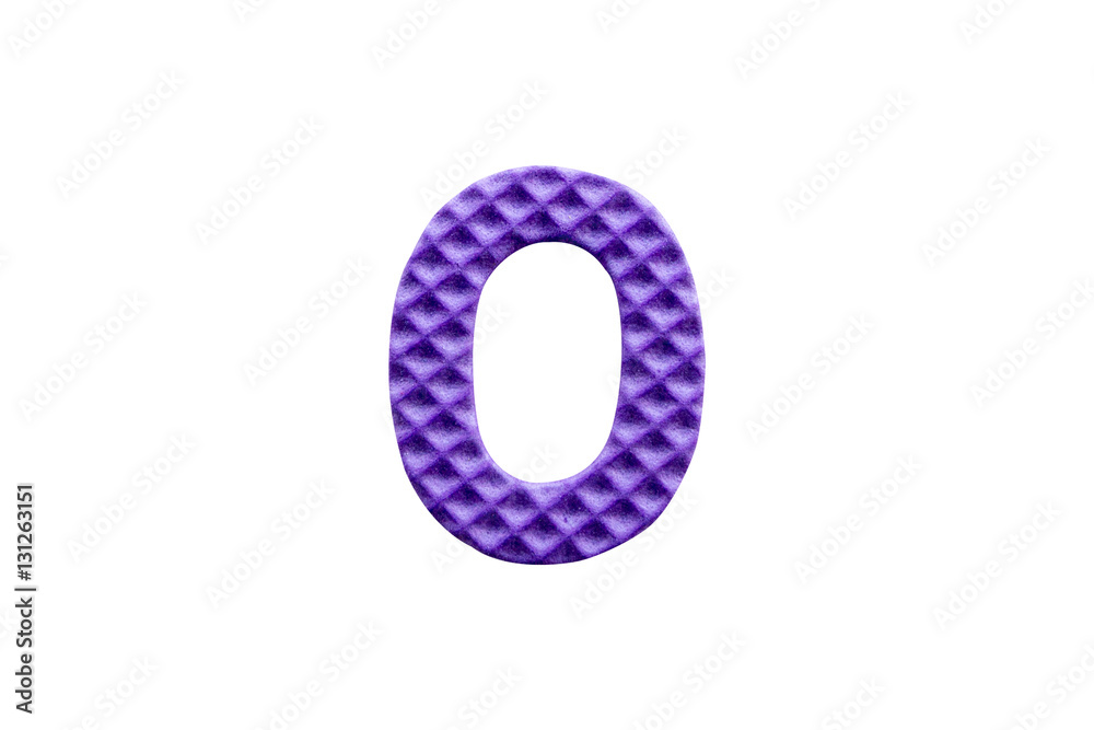 purple number 0 made from EVA foam on white background purple number 0 made from EVA foam on white background