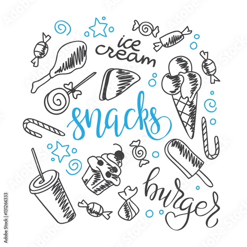 Fast food menu vector background.