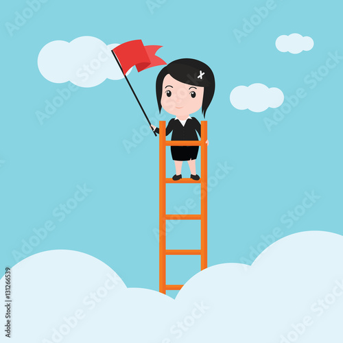 Business woman, a ladder Corporate of success.