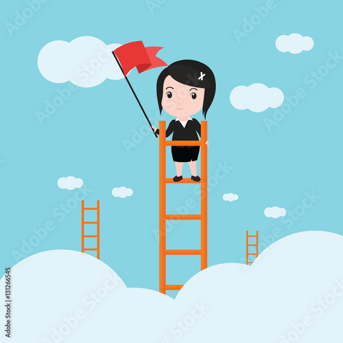 Business woman, a ladder Corporate of success.
