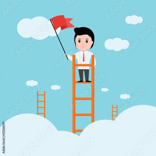 Business man, a ladder Corporate of success.
