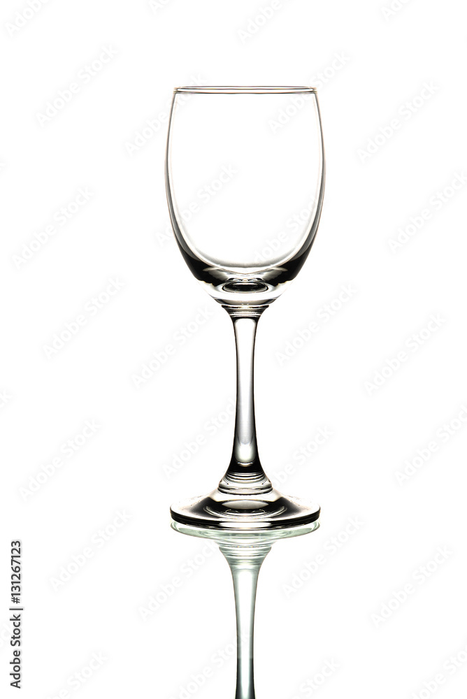 Clear wine glass on clear glass.
