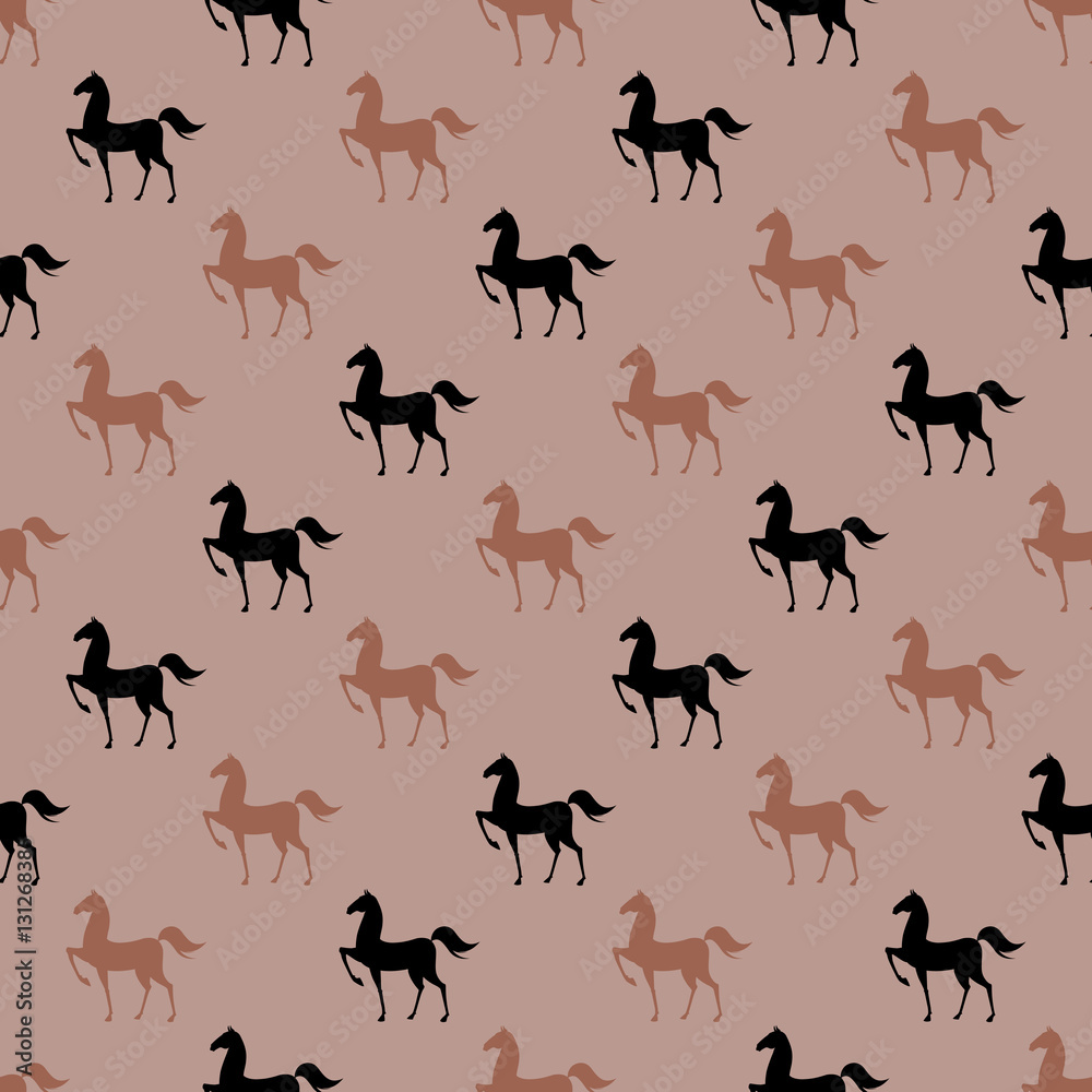 Fototapeta premium Colorful Seamless Pattern with Horse. Vector illustration